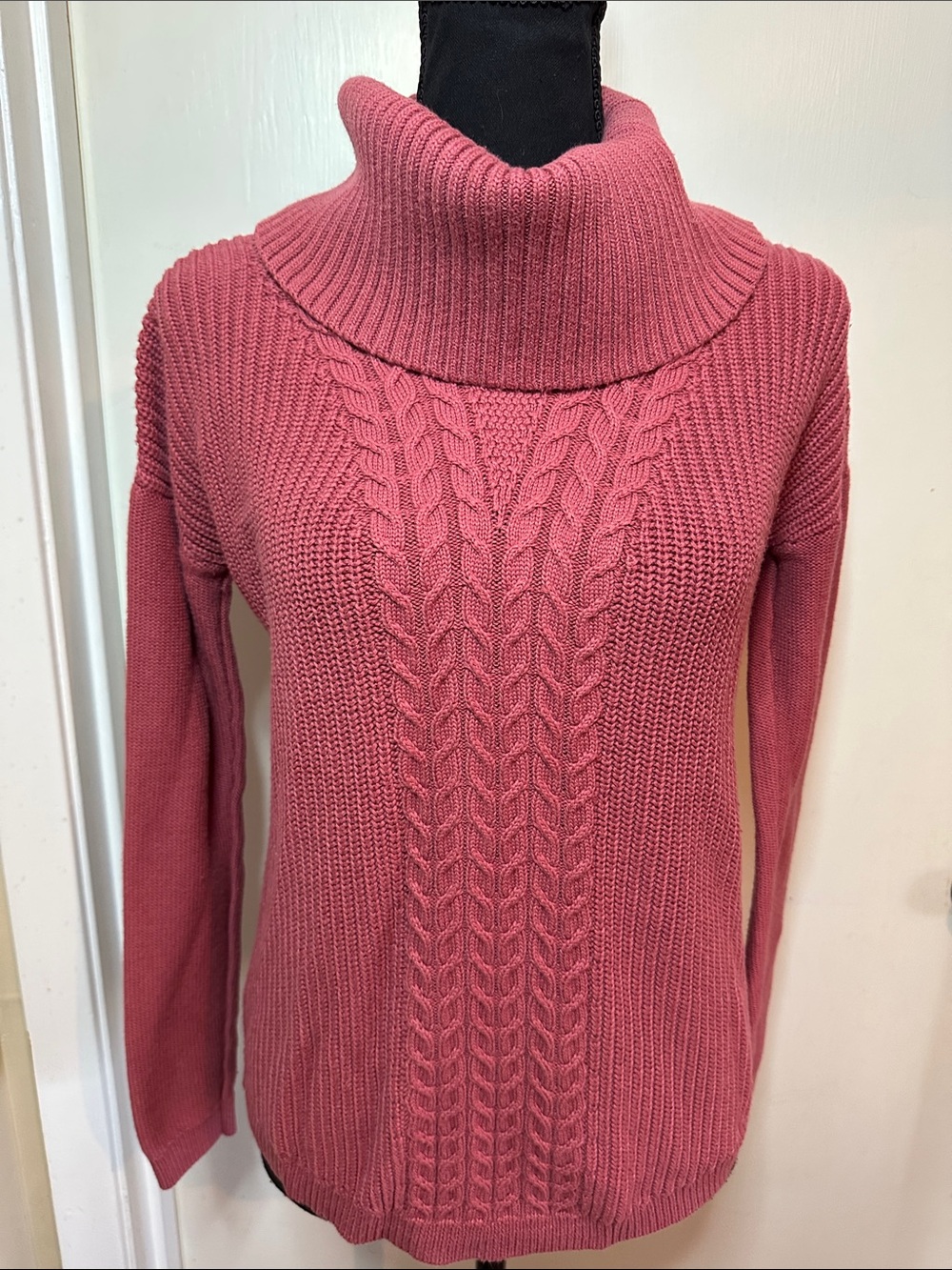 Banana Republic Dusty Rose Cable Knit Turtleneck Sweater